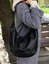 613-3 Натуральна шкіра Об'ємна сумка жіноча бежева Шкіряна сумка-мішок Кавова шкіряна сумка на плече хобо, фото 3