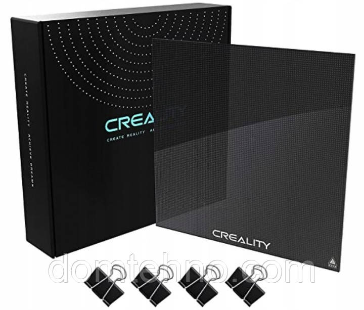 Оригінальна скляна накладка Creality з монтажними затискачами в комплекті 235*235*4 мм 4004090035
