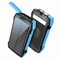 PowerBank F33W, 33500 mAh (22500), solar, с зарядкой беспроводной, черно-синий.