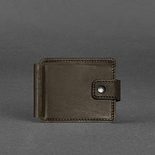 Шкіряний затискач для грошей з відділеннями для карт та хлястиком на кнопці