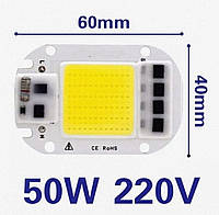 Светодиодная матрица на 220V c драйвером на борту мощность 50W холодний.