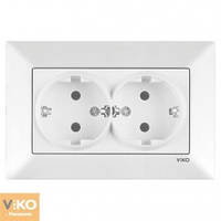 Розетка viko 2-я із заземленням біла Meridian 90970056-WH