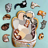 Пазл сортер Котики-муркотики, дерево, Ань-янь, розвиваючі іграшки, 32 х 23 см., (ПСФ133), фото 2