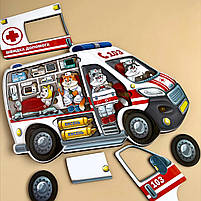 Сортер пазл вкладка Швидка допомога, Ань-янь, дерево, розвиваючі іграшки, 20 х 30 х 0,9 см. (ПСФ020), фото 2