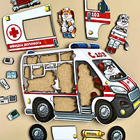 Сортер пазл вкладка Швидка допомога, Ань-янь, дерево, розвиваючі іграшки, 20 х 30 х 0,9 см. (ПСФ020), фото 3