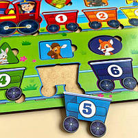 Сортер Паравоз Геометричні фігури, кольори, цифри, дерево, Ань-янь, 23*30см., (ПСД048), фото 3