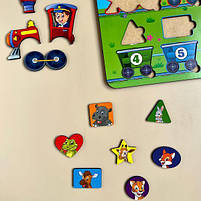 Сортер Паравоз Геометричні фігури, кольори, цифри, дерево, Ань-янь, 23*30см., (ПСД048), фото 4