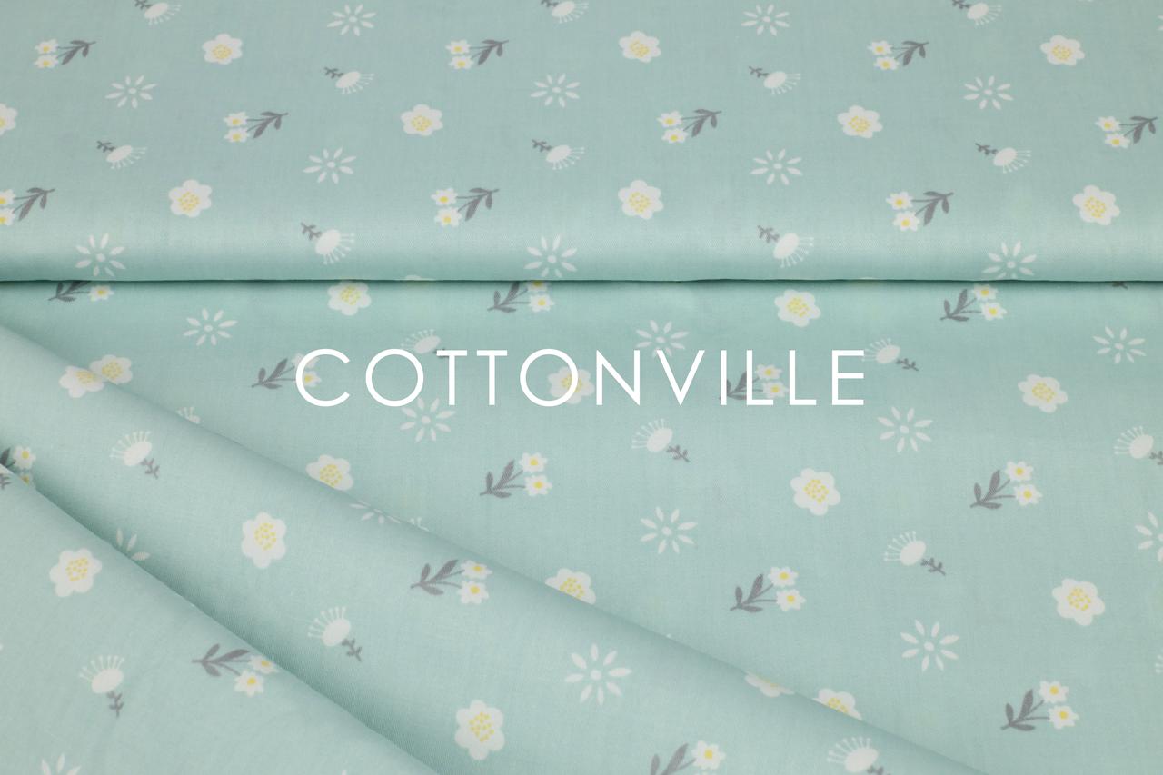 Сатин-твіл Квіточки на м'ятному (залишок 2.30 мп), фото 1