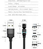 Магнітний кабель micro USB для зарядки 360°+180° Фіолетовий, 1 метр, 2.4A, фото 7