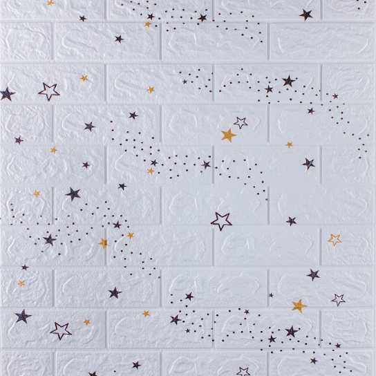 Самоклеючі 3Д панелі для стін, м'які декоративні стінові 3D панелі під білу цеглу 5 мм, Зірки, фото 1