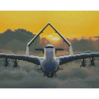 KMHX495 Алмазна картина Байрактар на заході сонця Strateg розміром 30х40 см