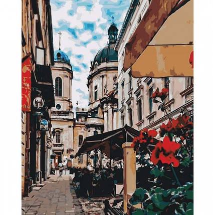 KMKHO3510 Набір для розпису номерів. Міський пейзаж Чарівний Львів 40*50 см, фото 1