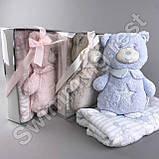 Іграшка + плед  подарунковий набір для дітей Блакитний ведмедик, фото 3