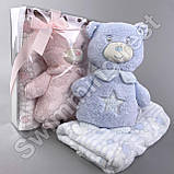 Іграшка + плед  подарунковий набір для дітей Рожевий ведмедик, фото 4