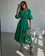 Женское стильное красивое романтическое длинное платье свободного кроя (белый, зелёный, малина, черный)