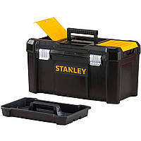 Ящик для инструментив STANLEY : 19", пластиковий, комирки в кришци, метлеви защипки, 480х250х250 мм