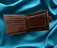 Гаманець на кнопці з натуральної шкіри з відділеннями для купюр, карт та монет у стилі стимпанк, фото 3