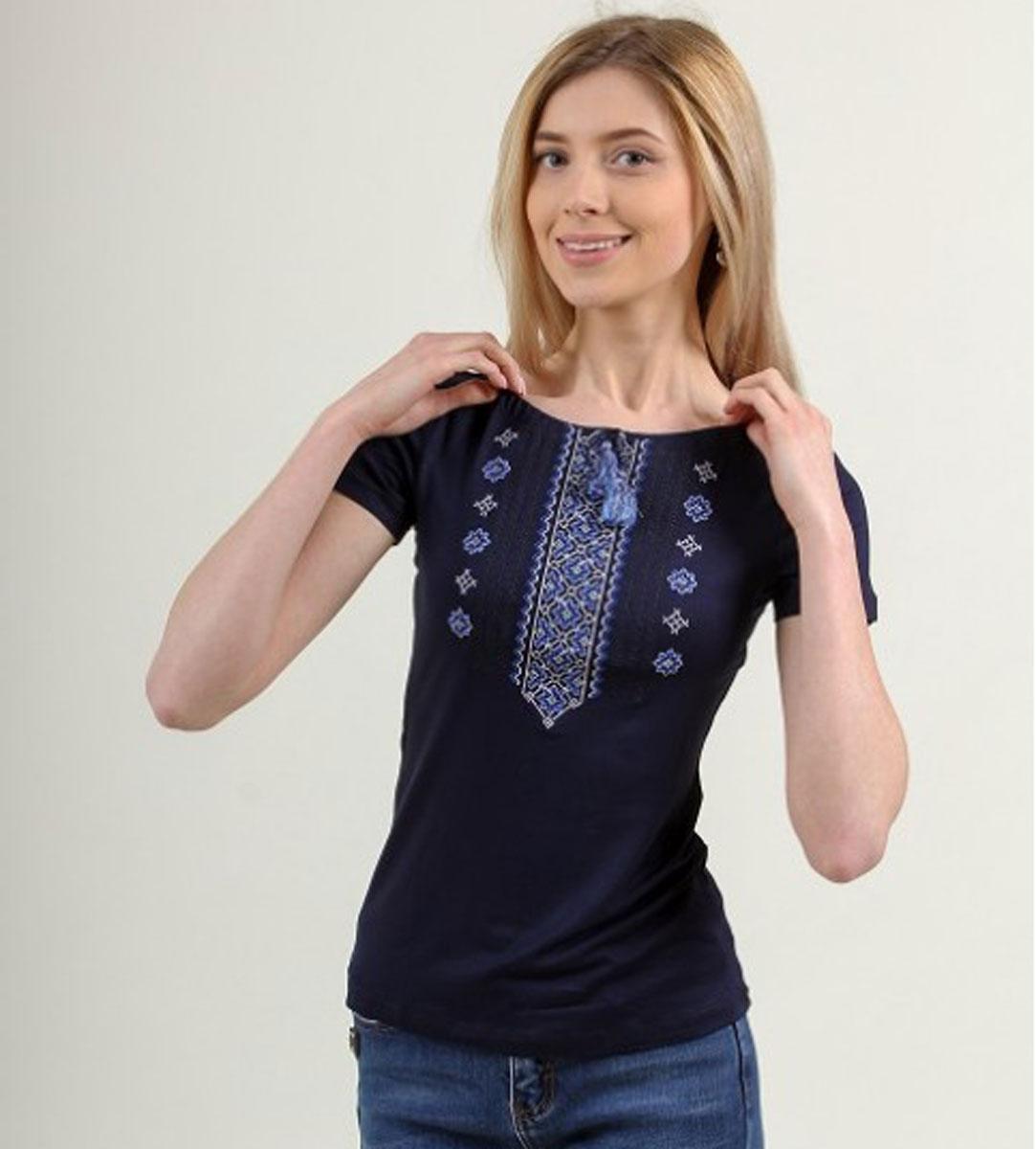 Футболка вишита Орнамент темно-синя