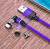 Магнітний кабель micro USB для зарядки 360°+180° Фіолетовий, 1 метр, 2.4A, фото 8