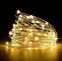 Светодиодная гирлянда роса LED 5 метров - Золотой тёплый