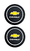Килимок антиковзний в машину для підсклянника з логотипом Chevrolet