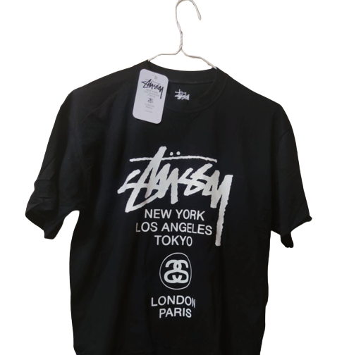 Купить Черная футболка Stussy World Wide Logo унисекс мужская женская ...