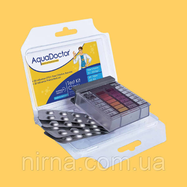 AquaDoctor Test Kit тестер для басейну Cl та pH. Для вимірювання, перевірки рівня хлора та Пш у басейні