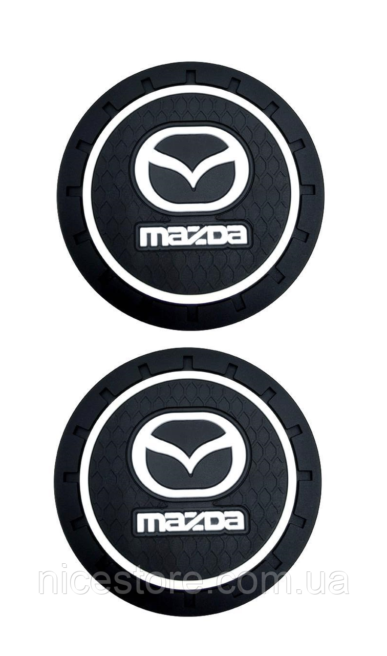 Килимок антиковзний в машину для підсклянника з логотипом Mazda, фото 1