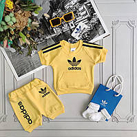 Дитячий жовтий літній костюм з шортами для новонароджених Adidas