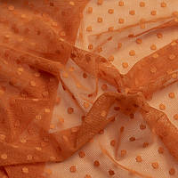 Ткань стрейч-сетка горох Китай Оранжевый