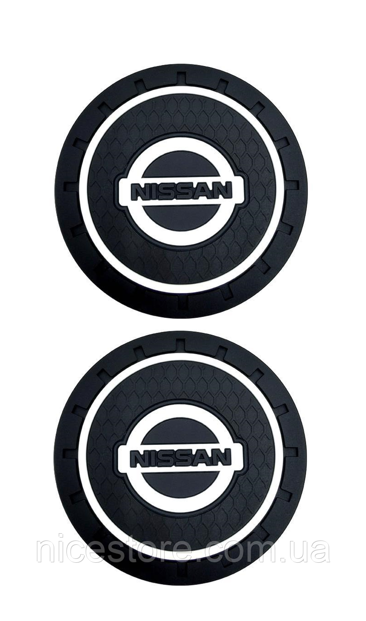 Килимок антиковзний в машину для підсклянника з логотипом Nissan, фото 1