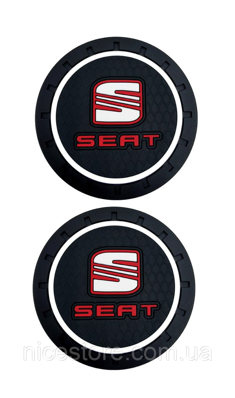 Килимок антиковзний в машину для підсклянника з логотипом Seat, фото 1