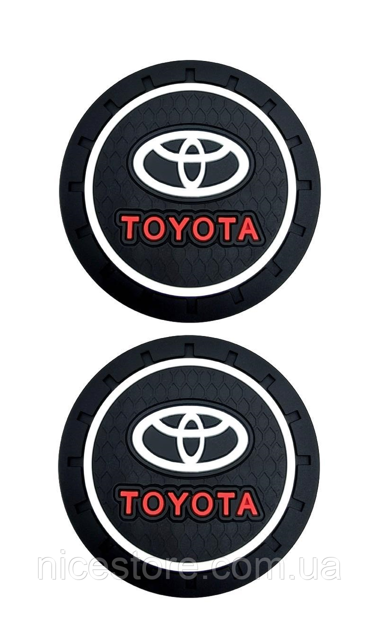 Килимок антиковзний в машину для підсклянника з логотипом Toyota, фото 1