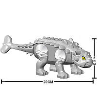 Конструктор большая фигурка динозавр серебрянный анкилозавр 20 см