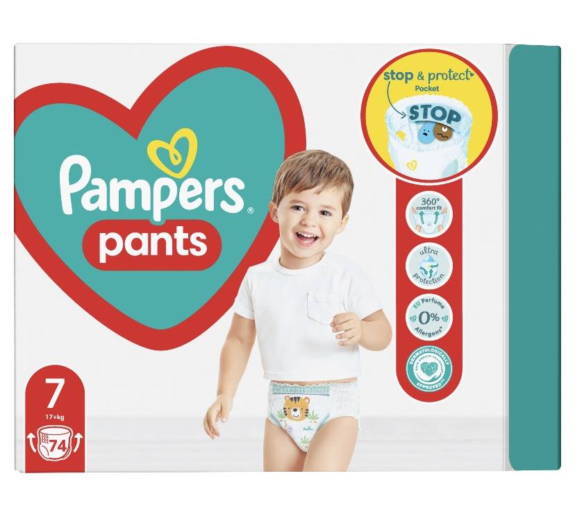 Підгузки-трусики Pampers pants 7 (+17 кг) на 74 шт