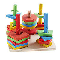 Деревянная игрушка "Логическая пирамидка" развивающая деревянная игрушка
