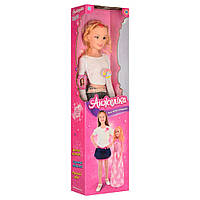 Большая интерактивная кукла подружка Анжелика музыкальная Блондинка в белой кофте