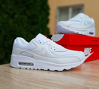 Кроссовки женские Nike Air Max 90 белые Найк Аир Макс 90 натуральная кожа текстиль. код OD-20094