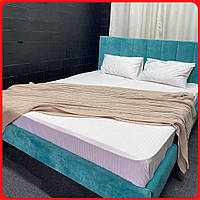 Ліжко двоспальне з м'якою спинкою на ніжках ширина 1480, 1680, 1880 або 2080 мм колір бірюза 168
