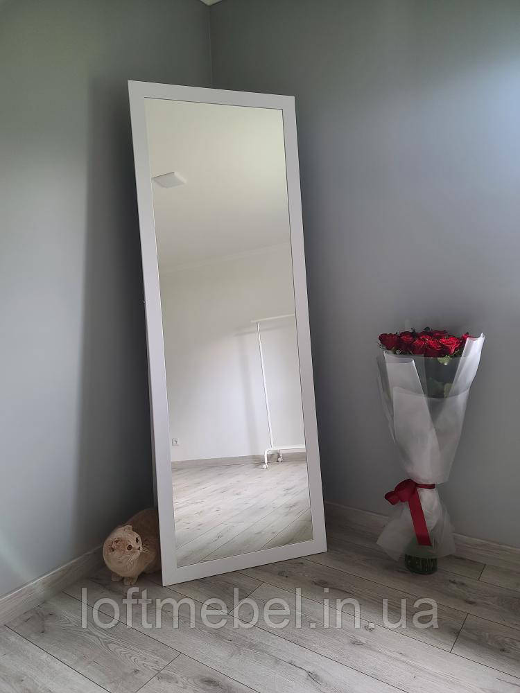 Дзеркало велике підлогове Біле в рамі на ніжці ростове, фото 1