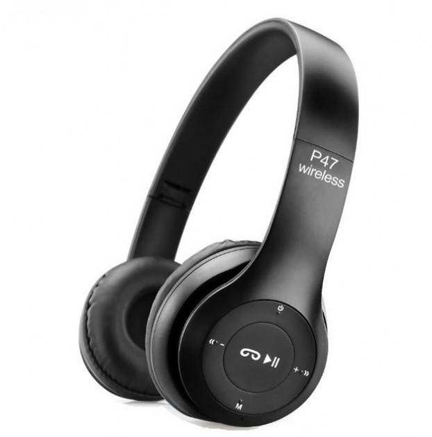 Прим"ята коробка!!! Бездротові Bluetooth-навушники гарнітура з MP3 плеєром і радіо microSD UKC P47 чорні., фото 1