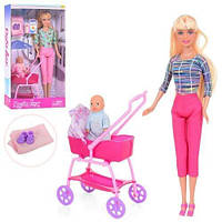 Кукла DEFA: 28 см, пупс 8 см, коляска 10 см, аксессуары в коробке 18-32-6,5 см