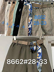 Літні жіночі шорти з оригінальним поясом оптом, котон, фабричний Китай. Розмір 28-33