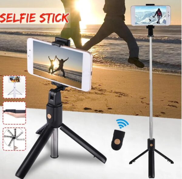 Селфі палиця-тринога штатив для телефона з пультом Bluetooth K07 Чорний
