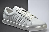 Мужские летние спортивные туфли кожаные кеды белые Vivaro 5566111