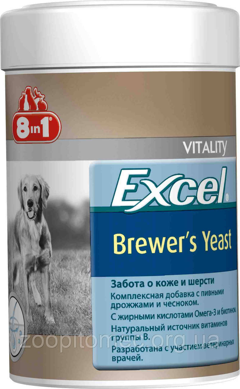 Вітаміни 8 в 1 для шкіри та шерсті собак, кішок Excel Brewers Yeast 140 табл (100 ml)