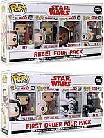 Funko Pop Exclusive Star Wars the Last Jedi 2 раза 4pack Set Rebels 4 Pack с GlowintheDark Rey и First Or