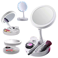 Дзеркало для макіяжу з підсвічуванням на батарейках / Складне дзеркало для макіяжу