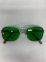 Зеленые очки при глаукоме в пластиковой оправе. Линза стекло..