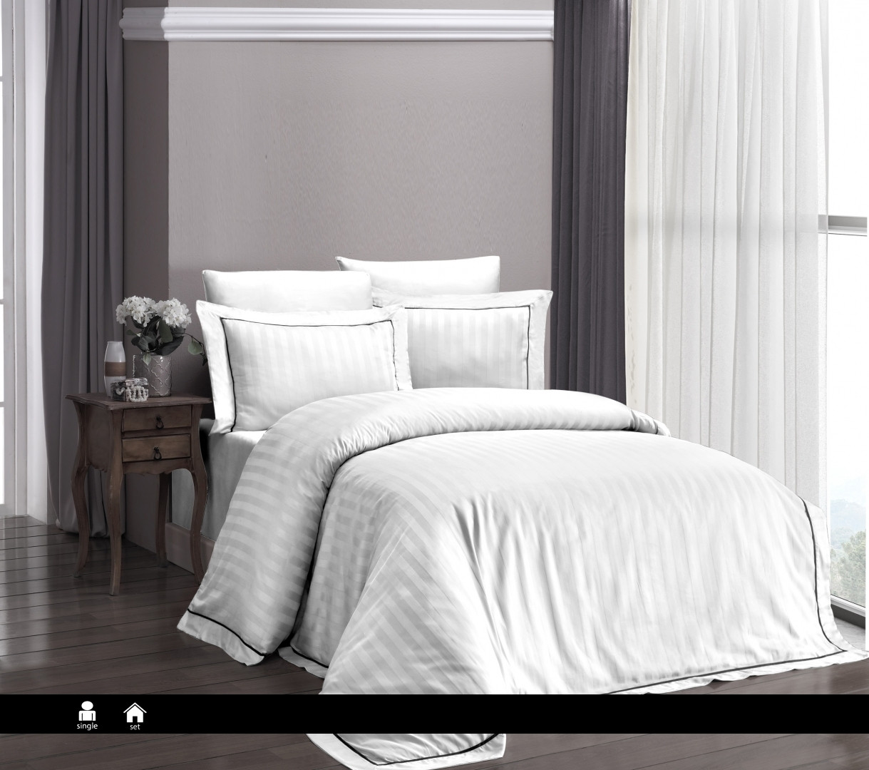 Постільна білизна First Choice Satin Deluxe Євро - Novel Line White